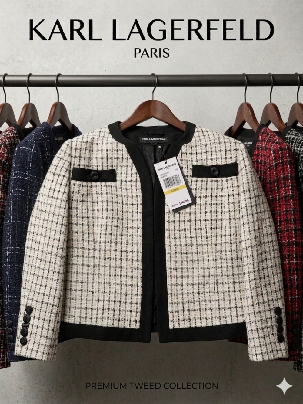 Karl Lagerfeld Black & Ivory Tweed Shirt Jacket 🛍️